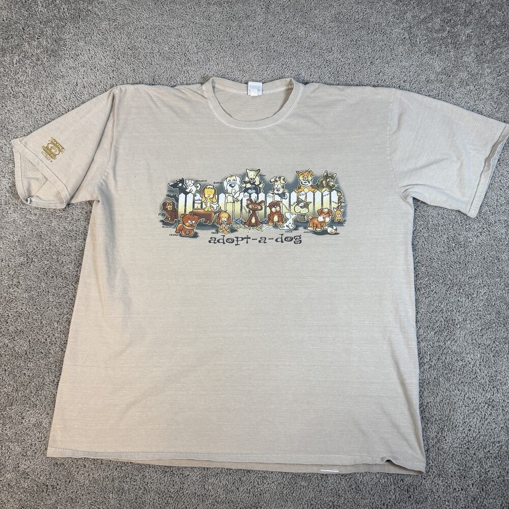 Crazy Shirts Shirt Mens 3XL Beige Adopt-A-Dog Graphic Crew Neck Cotton